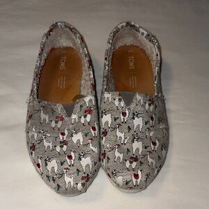 TOMS Alpargata Gray Fl La Llama Print Slip ons